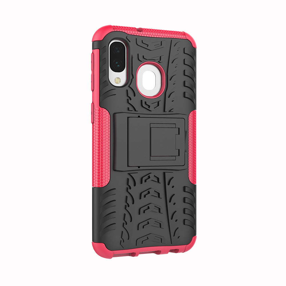 For Samsung Galaxy A40 Cool Tyre PC + TPU Hybrid Case with Kickstand