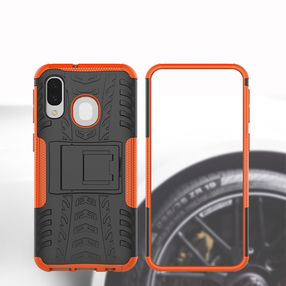 For Samsung Galaxy A40 Cool Tyre PC + TPU Hybrid Case with Kickstand