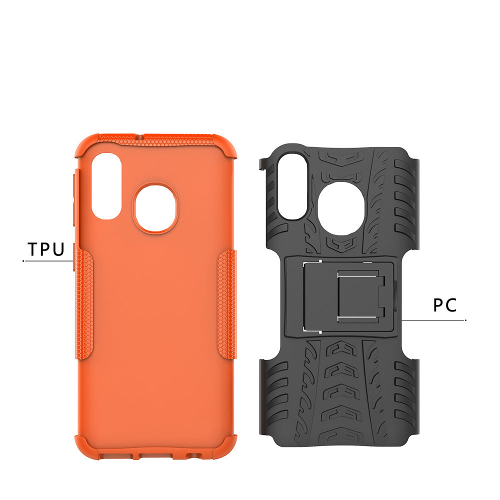 For Samsung Galaxy A40 Cool Tyre PC + TPU Hybrid Case with Kickstand