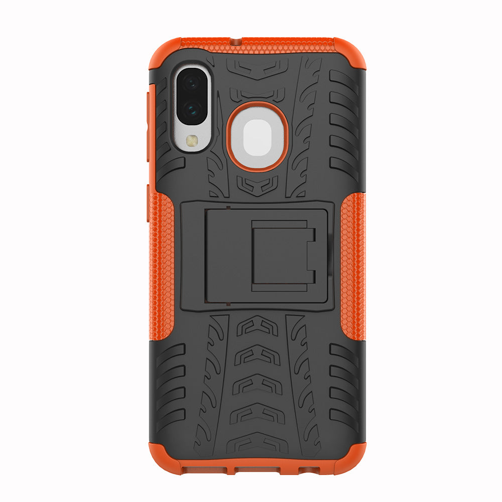 For Samsung Galaxy A40 Cool Tyre PC + TPU Hybrid Case with Kickstand