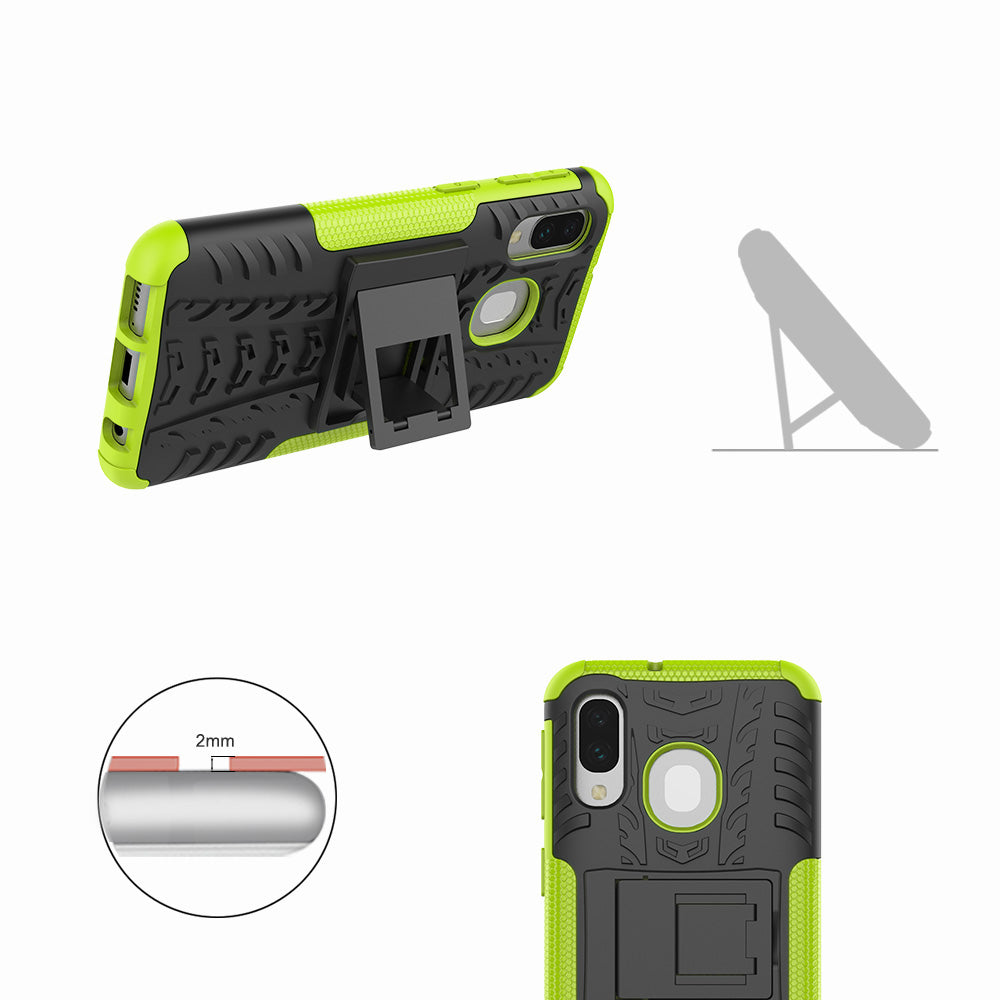For Samsung Galaxy A40 Cool Tyre PC + TPU Hybrid Case with Kickstand