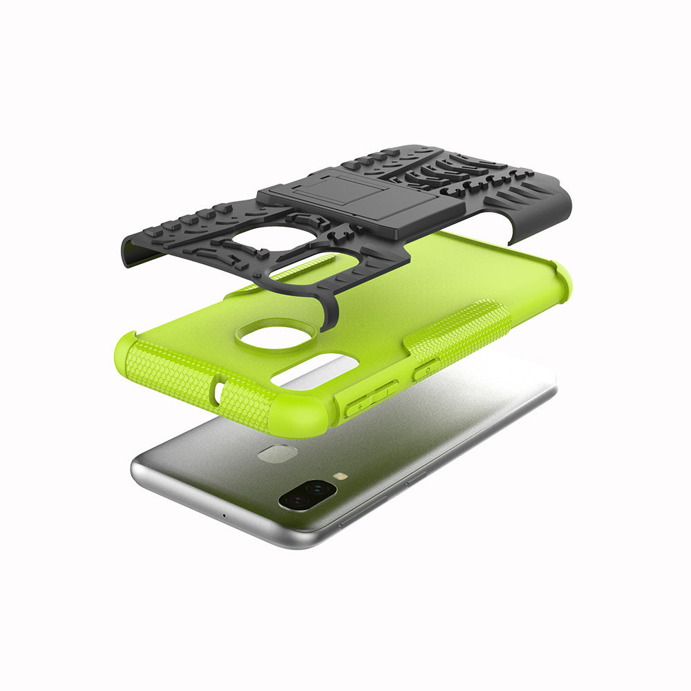 For Samsung Galaxy A40 Cool Tyre PC + TPU Hybrid Case with Kickstand