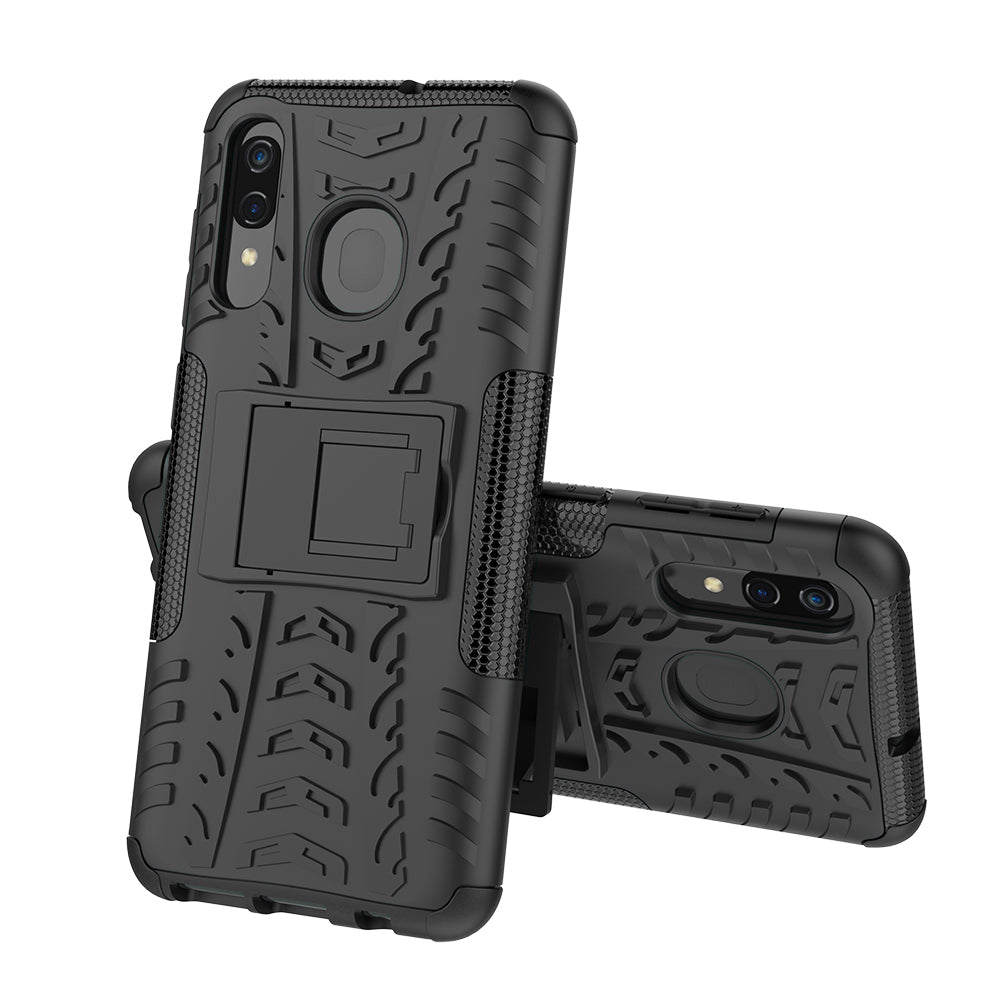 For Samsung Galaxy A50/A30/A20 Cool Tyre PC + TPU Hybrid Case with Kickstand