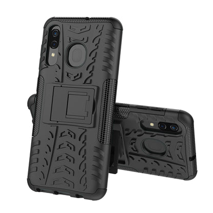 For Samsung Galaxy A50/A30/A20 Cool Tyre PC + TPU Hybrid Case with Kickstand