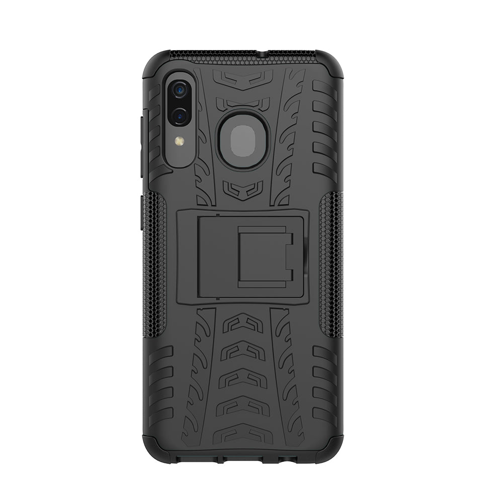 For Samsung Galaxy A50/A30/A20 Cool Tyre PC + TPU Hybrid Case with Kickstand