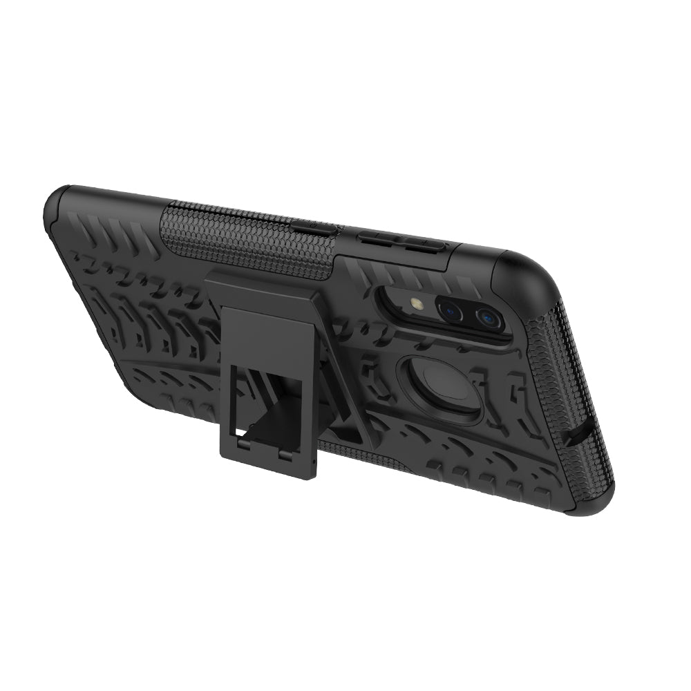 For Samsung Galaxy A50/A30/A20 Cool Tyre PC + TPU Hybrid Case with Kickstand