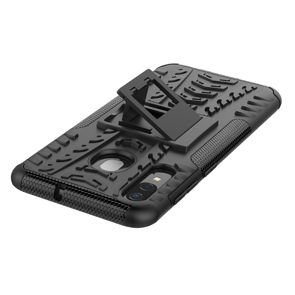 For Samsung Galaxy A50/A30/A20 Cool Tyre PC + TPU Hybrid Case with Kickstand