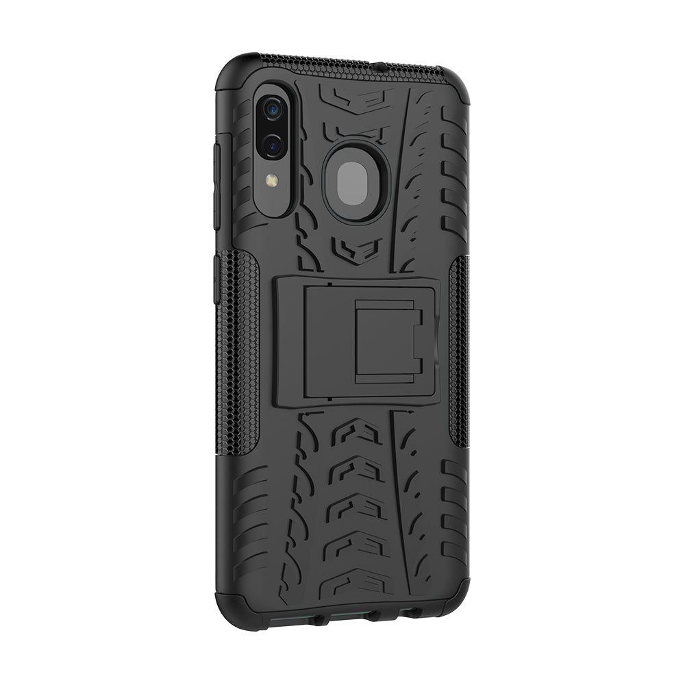 For Samsung Galaxy A50/A30/A20 Cool Tyre PC + TPU Hybrid Case with Kickstand