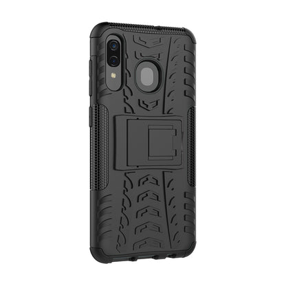 For Samsung Galaxy A50/A30/A20 Cool Tyre PC + TPU Hybrid Case with Kickstand