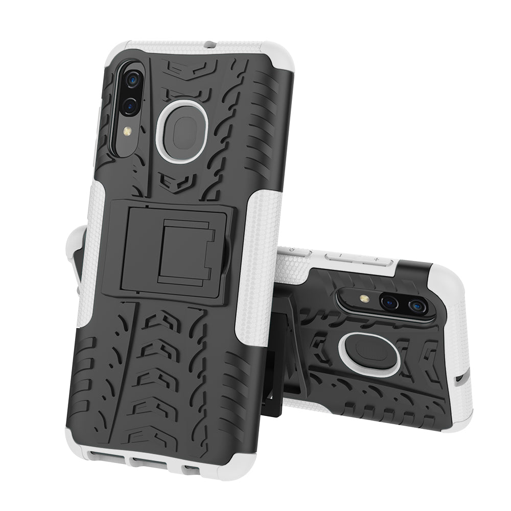 For Samsung Galaxy A50/A30/A20 Cool Tyre PC + TPU Hybrid Case with Kickstand