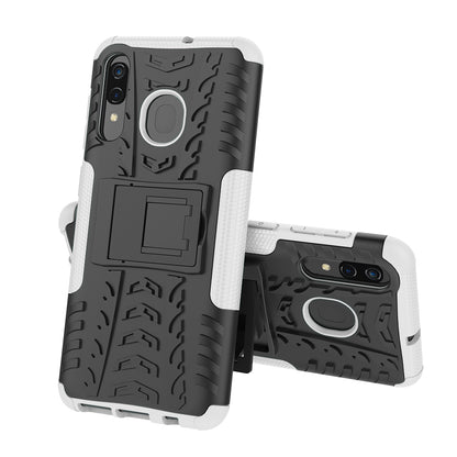 For Samsung Galaxy A50/A30/A20 Cool Tyre PC + TPU Hybrid Case with Kickstand