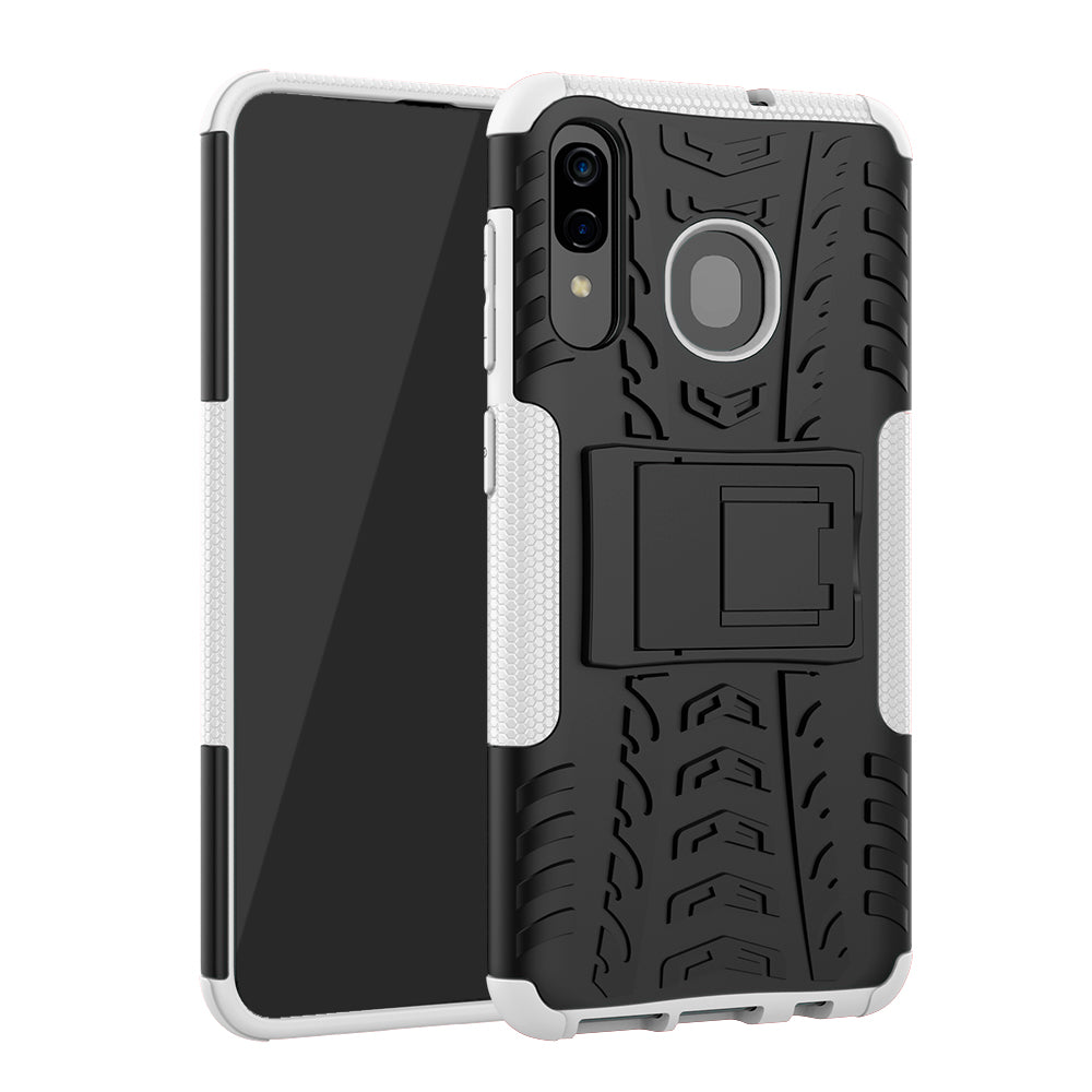 For Samsung Galaxy A50/A30/A20 Cool Tyre PC + TPU Hybrid Case with Kickstand