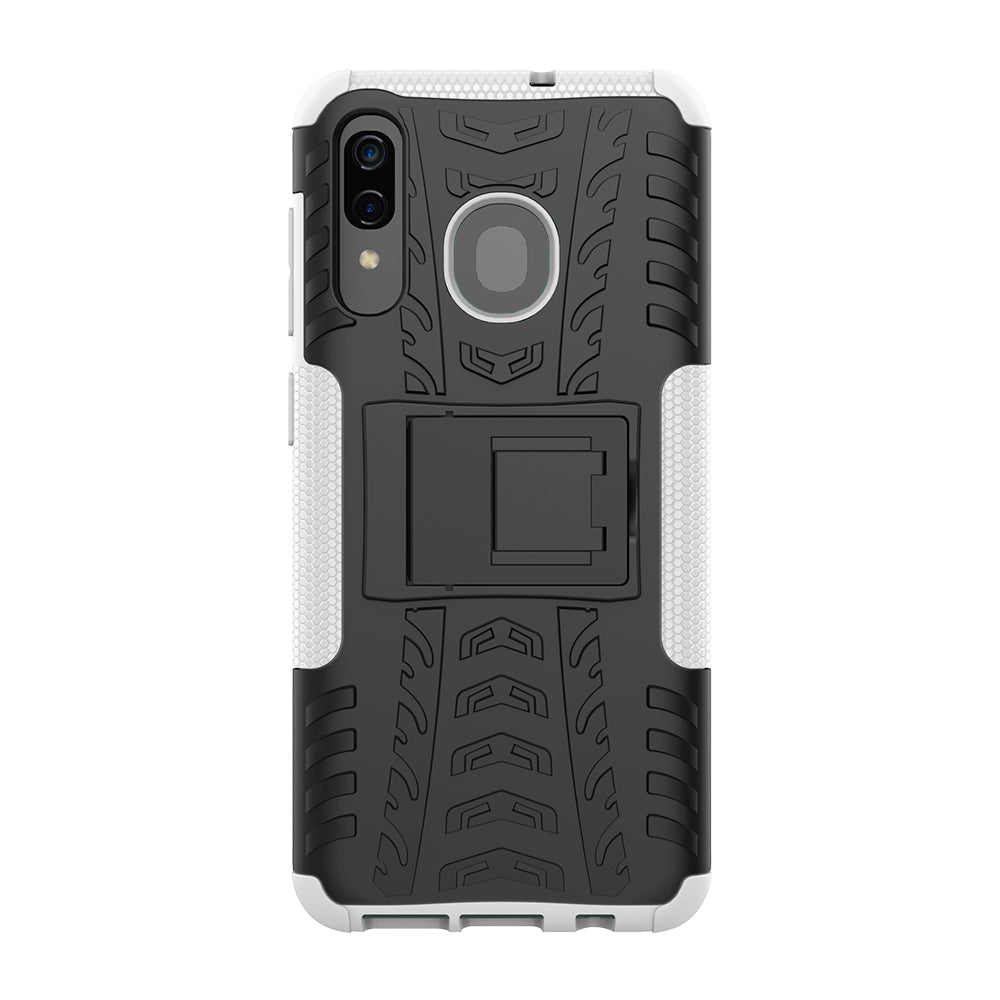For Samsung Galaxy A50/A30/A20 Cool Tyre PC + TPU Hybrid Case with Kickstand