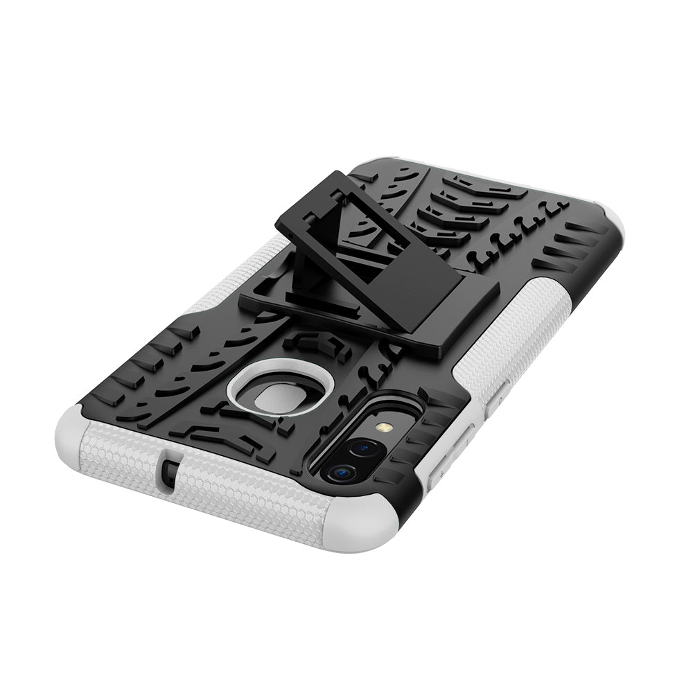 For Samsung Galaxy A50/A30/A20 Cool Tyre PC + TPU Hybrid Case with Kickstand