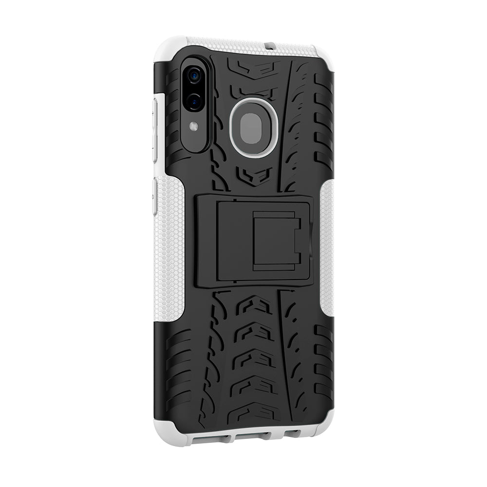 For Samsung Galaxy A50/A30/A20 Cool Tyre PC + TPU Hybrid Case with Kickstand