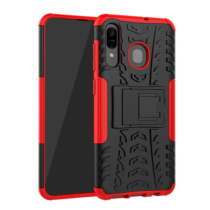 For Samsung Galaxy A50/A30/A20 Cool Tyre PC + TPU Hybrid Case with Kickstand