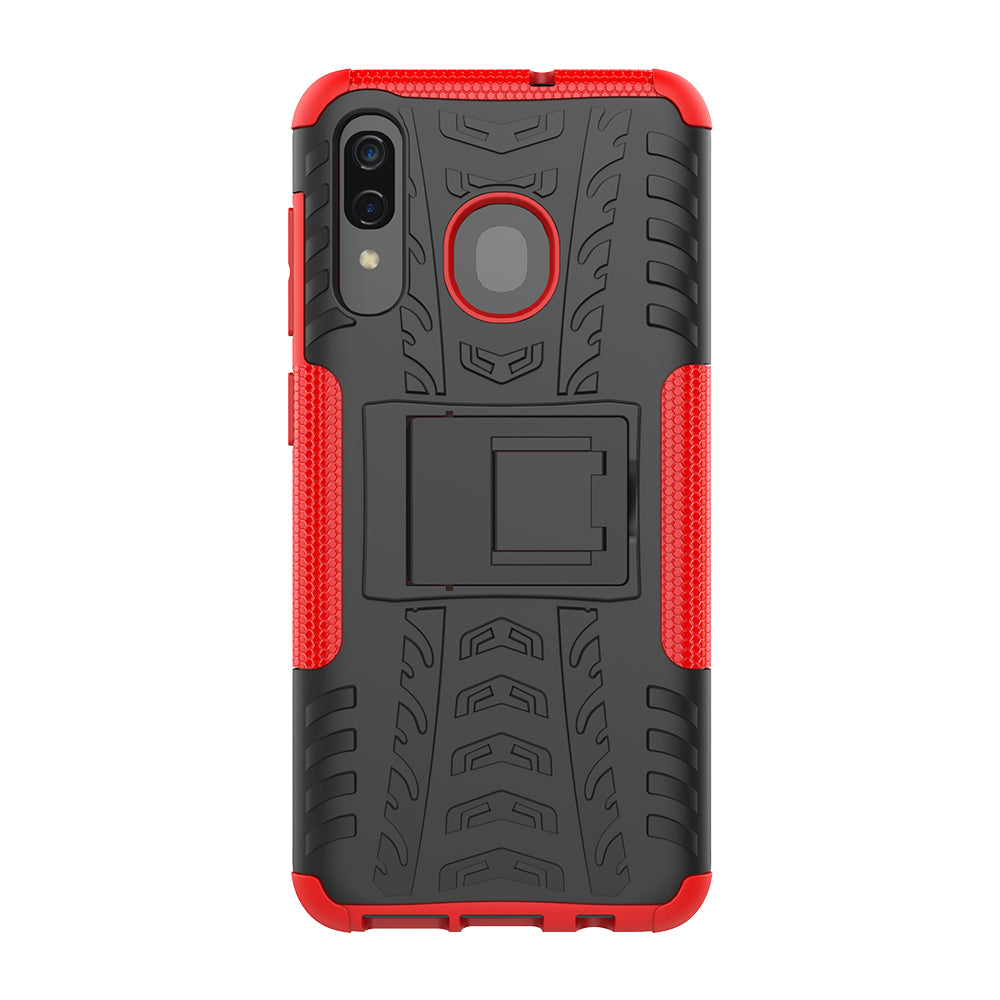 For Samsung Galaxy A50/A30/A20 Cool Tyre PC + TPU Hybrid Case with Kickstand