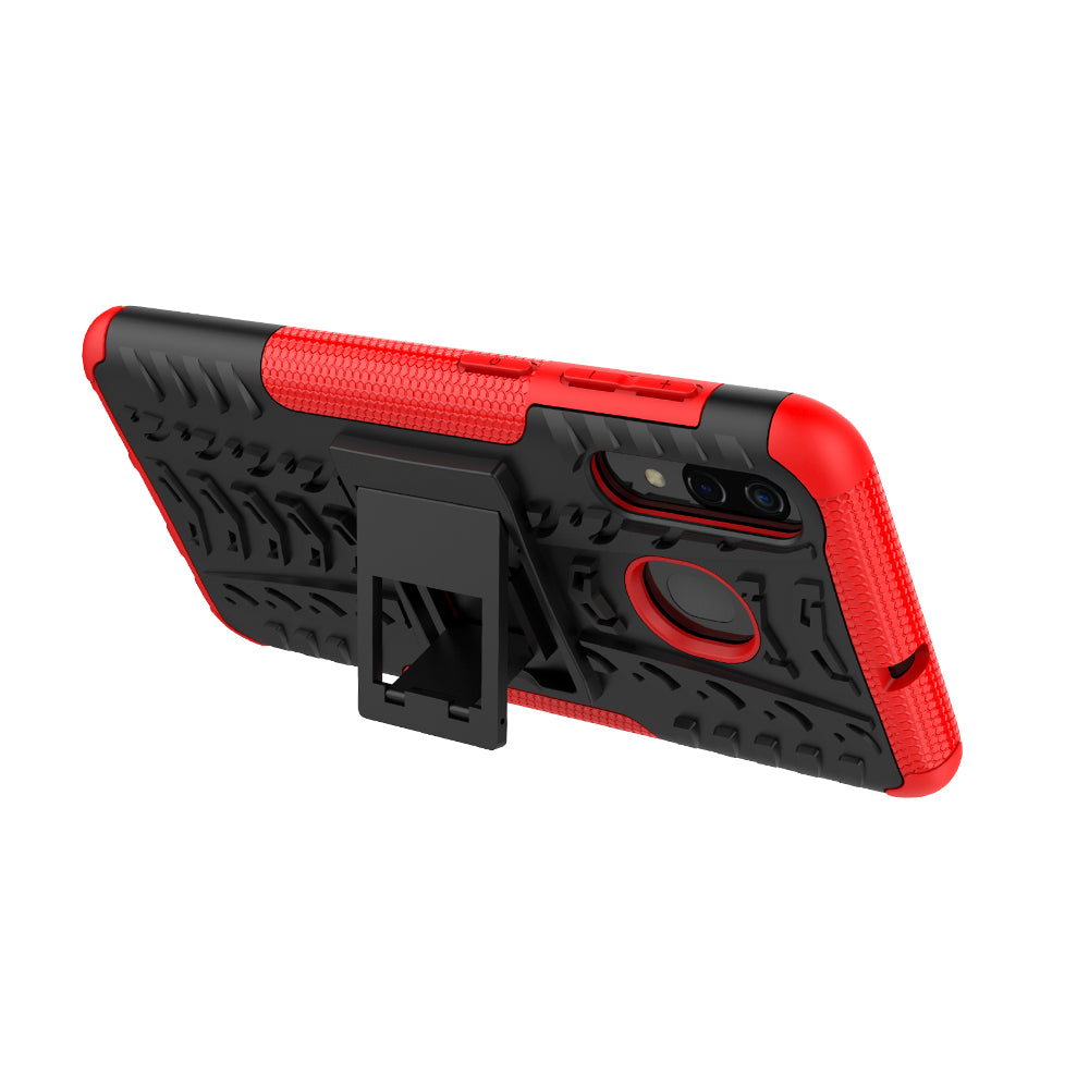 For Samsung Galaxy A50/A30/A20 Cool Tyre PC + TPU Hybrid Case with Kickstand