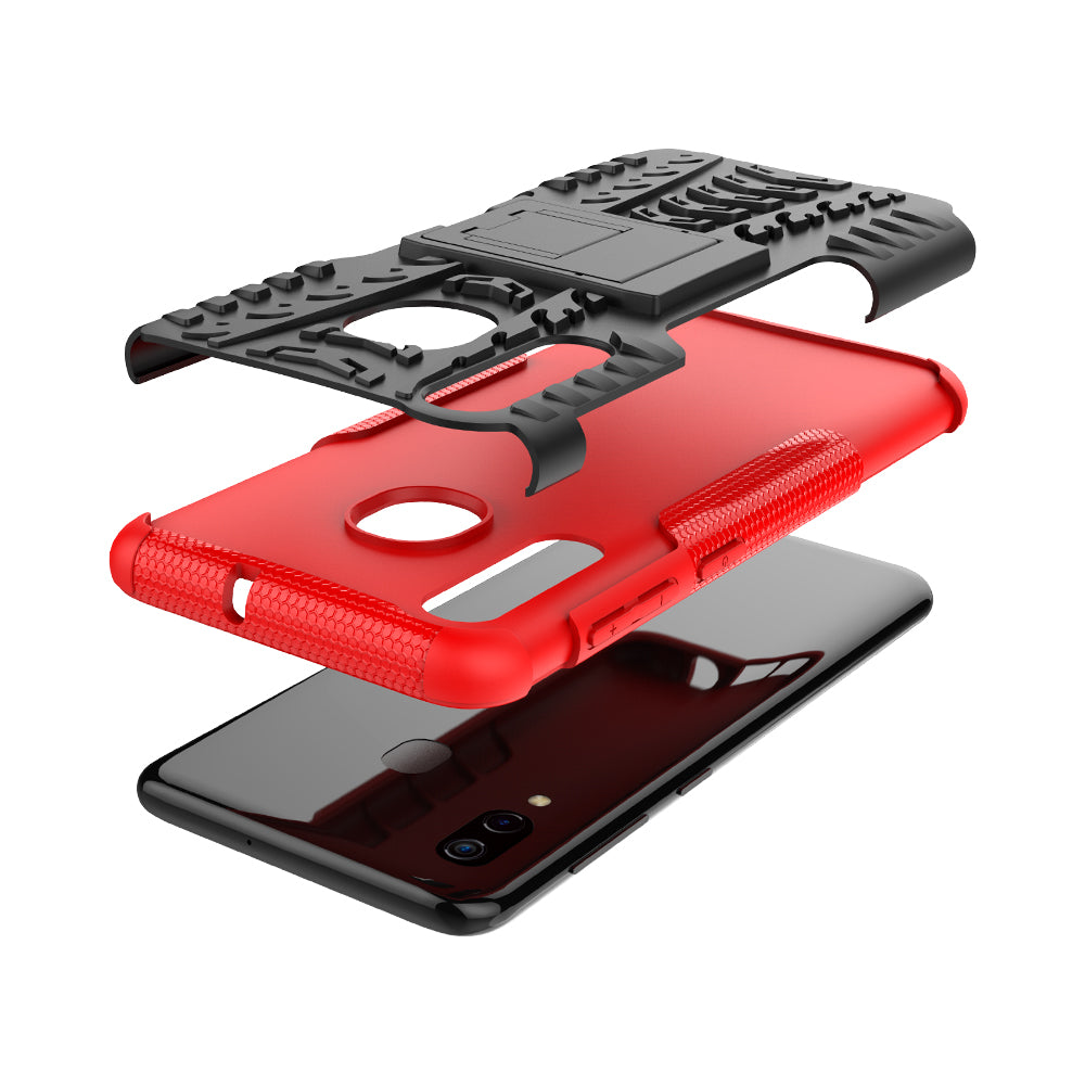 For Samsung Galaxy A50/A30/A20 Cool Tyre PC + TPU Hybrid Case with Kickstand