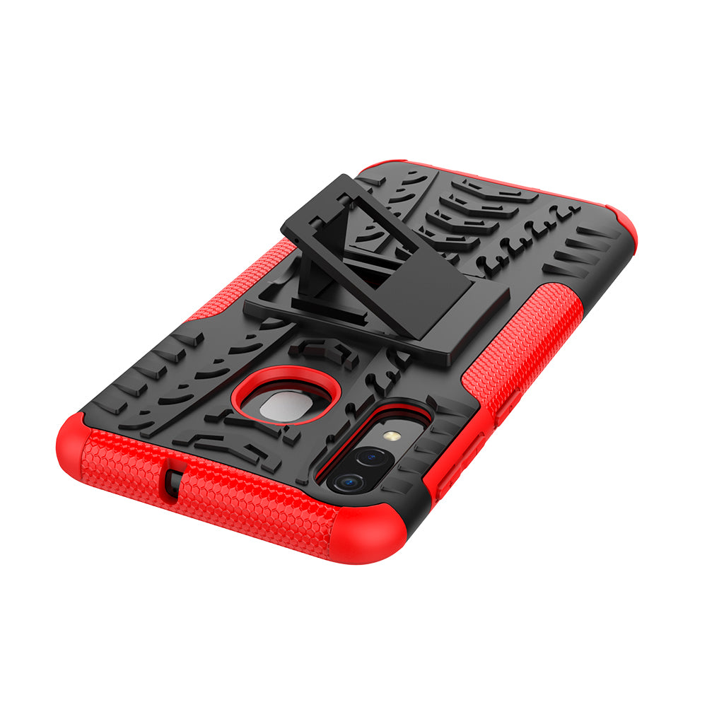 For Samsung Galaxy A50/A30/A20 Cool Tyre PC + TPU Hybrid Case with Kickstand