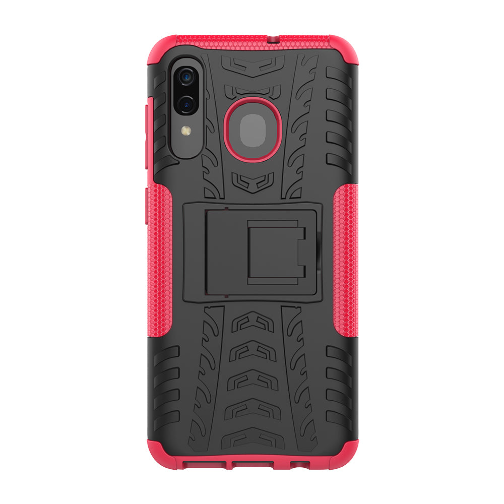 For Samsung Galaxy A50/A30/A20 Cool Tyre PC + TPU Hybrid Case with Kickstand