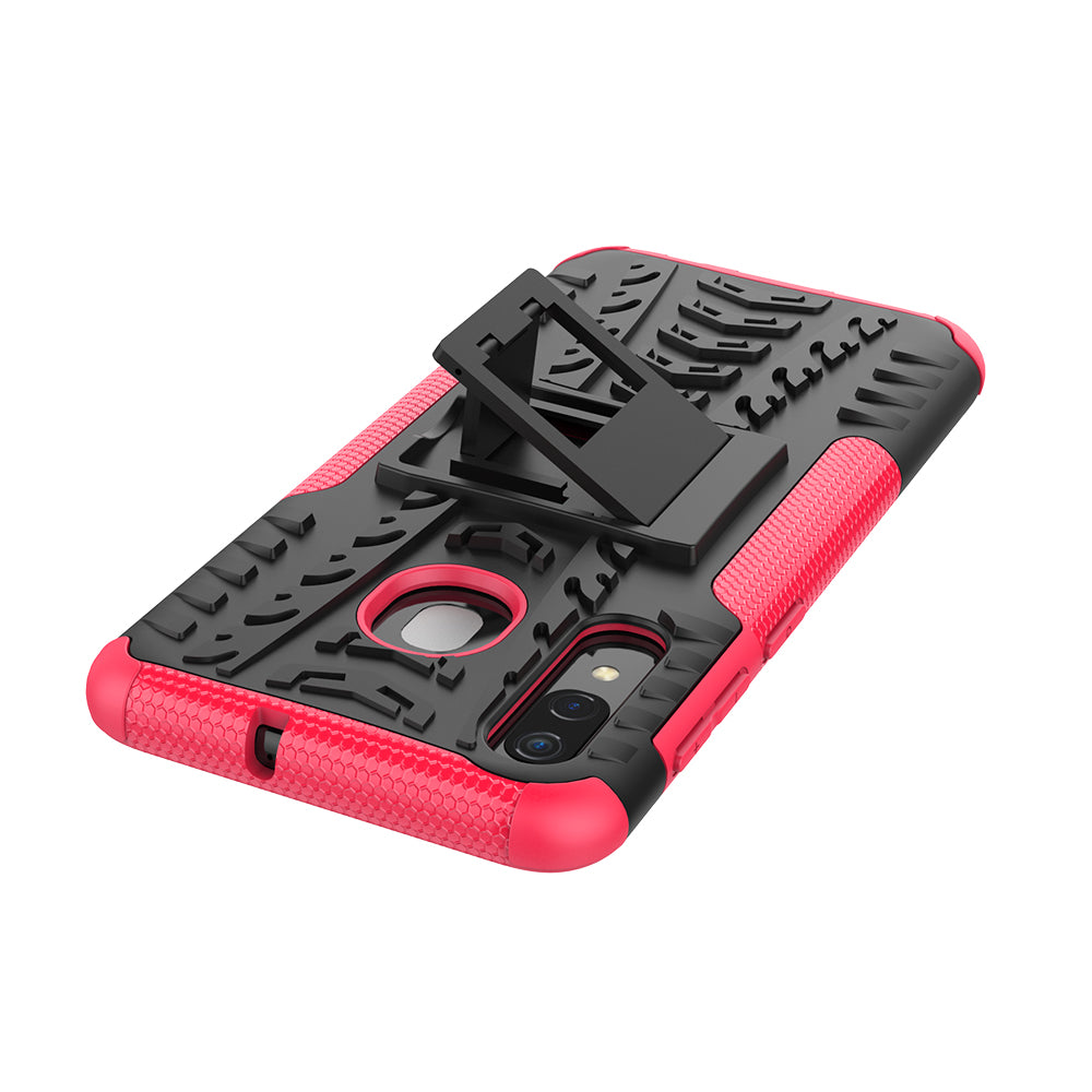 For Samsung Galaxy A50/A30/A20 Cool Tyre PC + TPU Hybrid Case with Kickstand