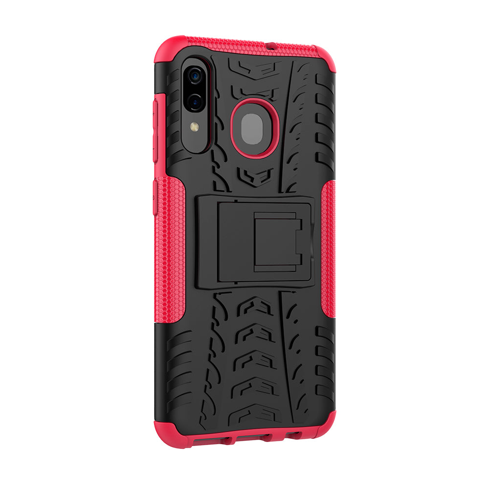 For Samsung Galaxy A50/A30/A20 Cool Tyre PC + TPU Hybrid Case with Kickstand