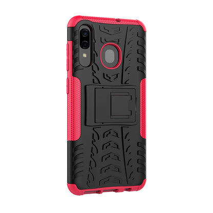 For Samsung Galaxy A50/A30/A20 Cool Tyre PC + TPU Hybrid Case with Kickstand