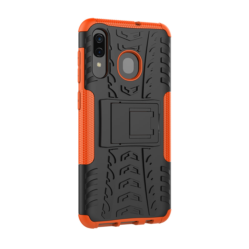 For Samsung Galaxy A50/A30/A20 Cool Tyre PC + TPU Hybrid Case with Kickstand