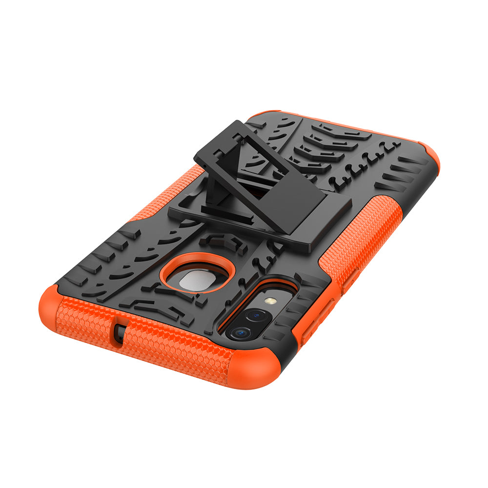 For Samsung Galaxy A50/A30/A20 Cool Tyre PC + TPU Hybrid Case with Kickstand
