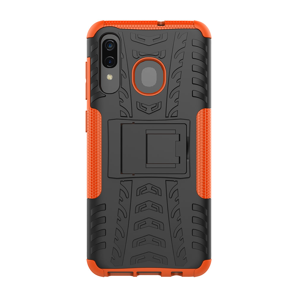 For Samsung Galaxy A50/A30/A20 Cool Tyre PC + TPU Hybrid Case with Kickstand
