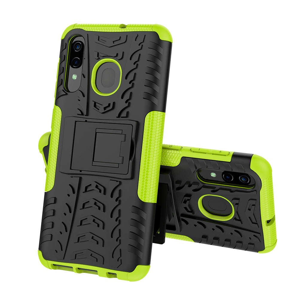 For Samsung Galaxy A50/A30/A20 Cool Tyre PC + TPU Hybrid Case with Kickstand