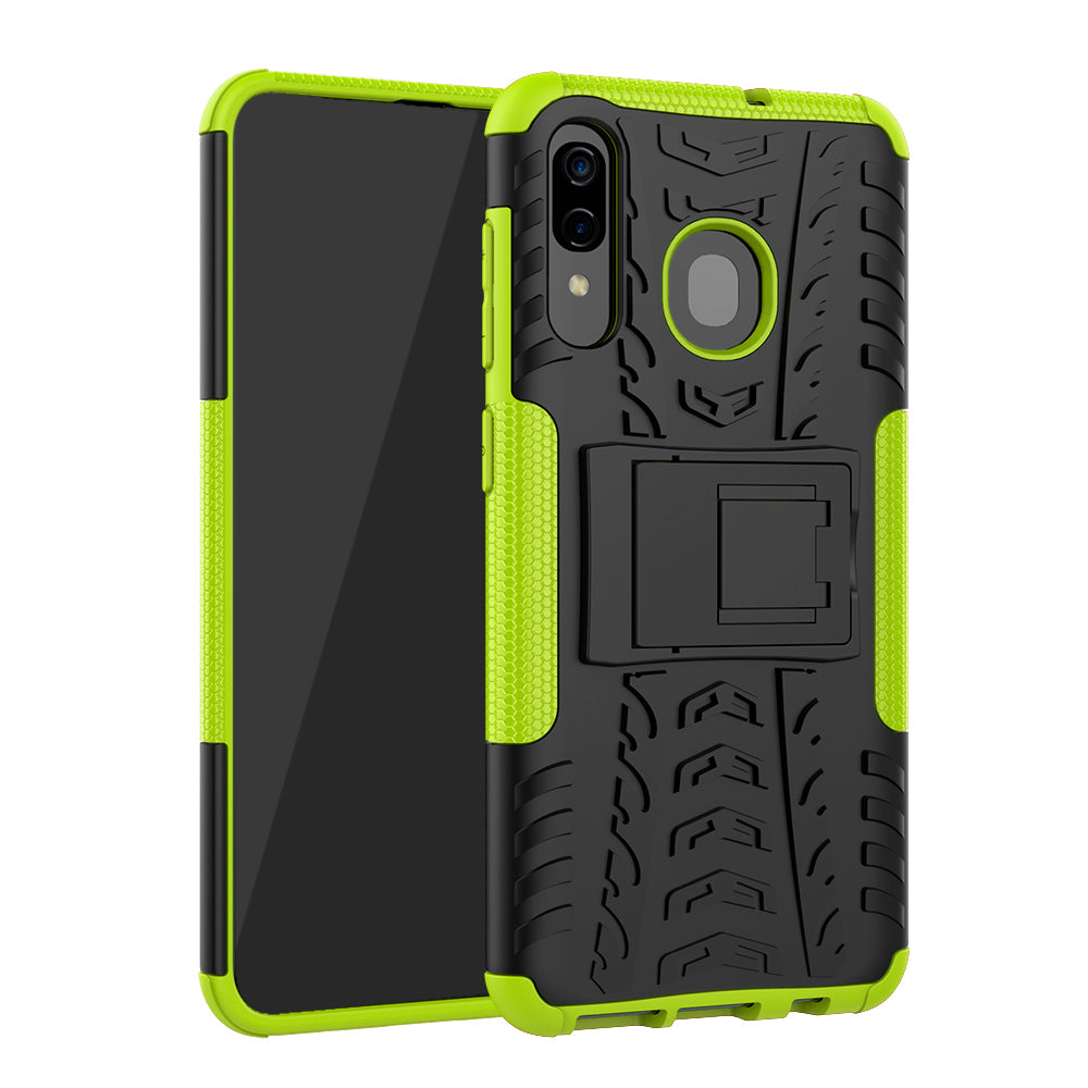 For Samsung Galaxy A50/A30/A20 Cool Tyre PC + TPU Hybrid Case with Kickstand