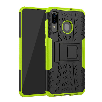 For Samsung Galaxy A50/A30/A20 Cool Tyre PC + TPU Hybrid Case with Kickstand