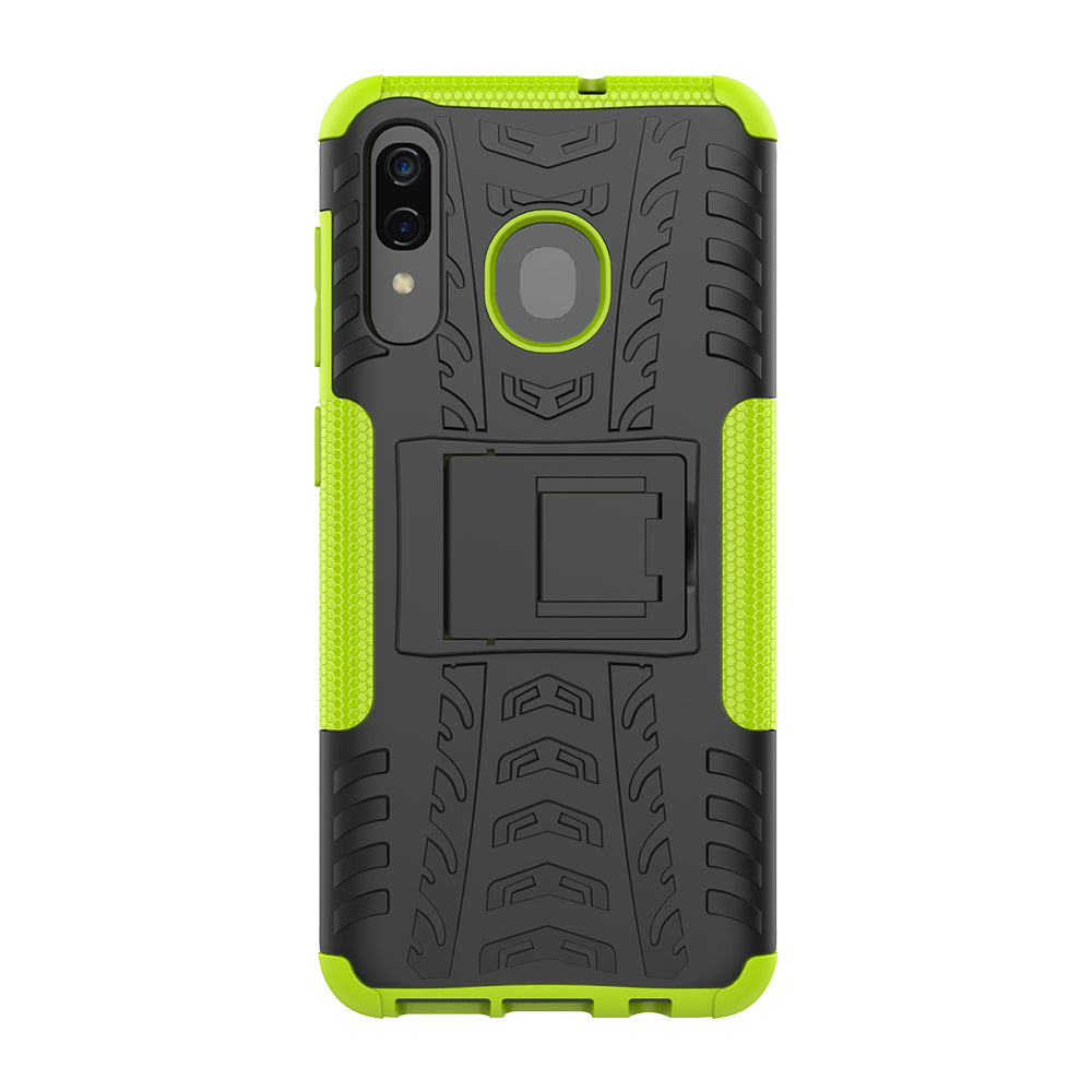 For Samsung Galaxy A50/A30/A20 Cool Tyre PC + TPU Hybrid Case with Kickstand