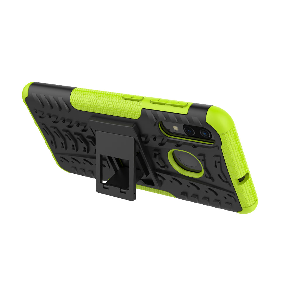 For Samsung Galaxy A50/A30/A20 Cool Tyre PC + TPU Hybrid Case with Kickstand