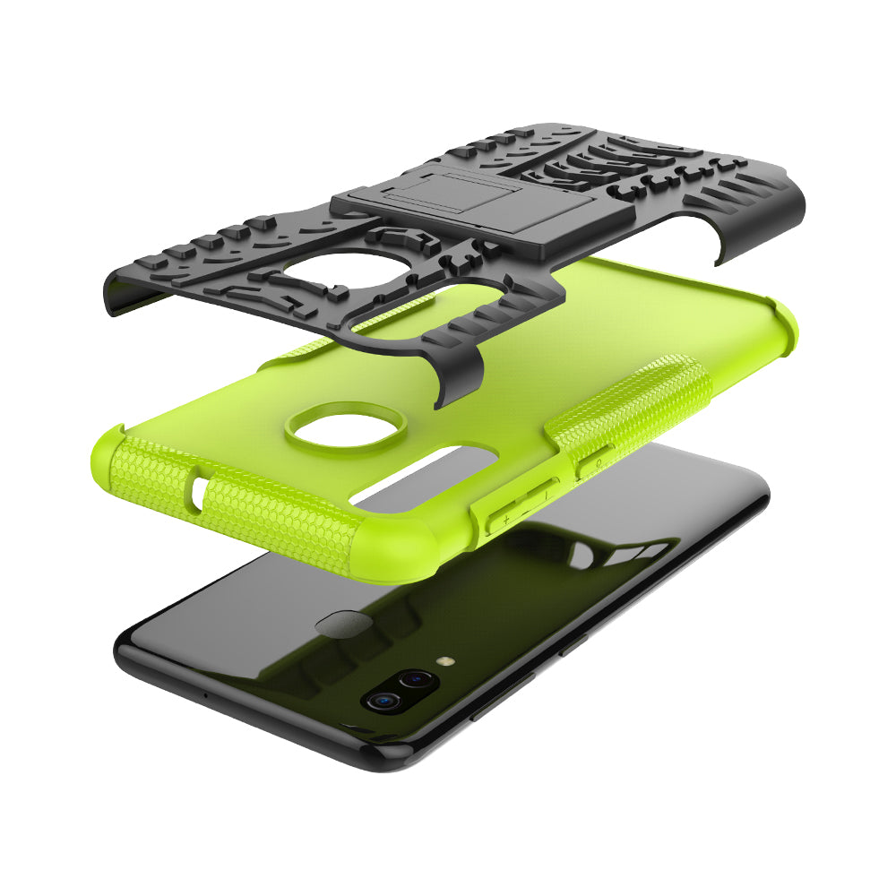 For Samsung Galaxy A50/A30/A20 Cool Tyre PC + TPU Hybrid Case with Kickstand