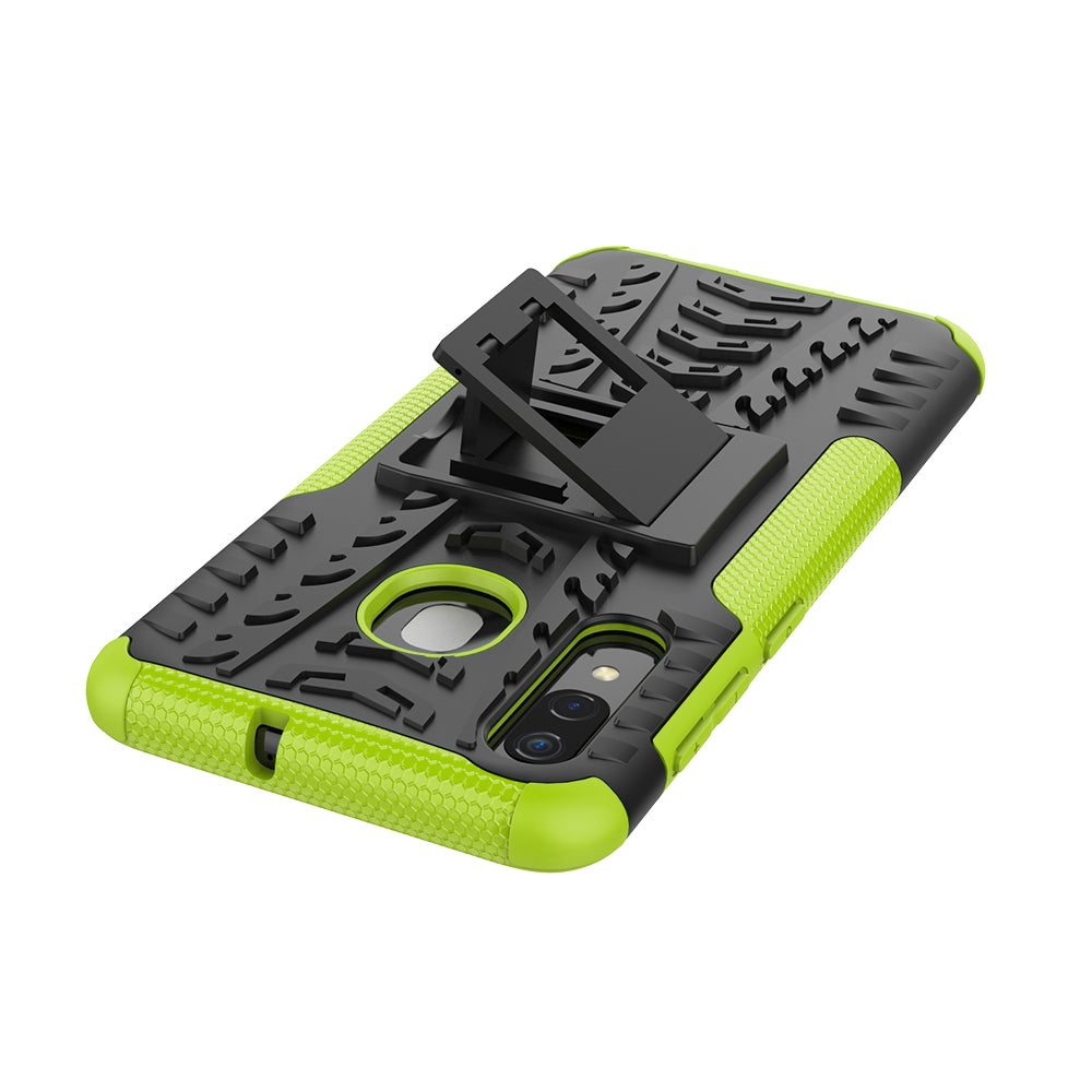 For Samsung Galaxy A50/A30/A20 Cool Tyre PC + TPU Hybrid Case with Kickstand