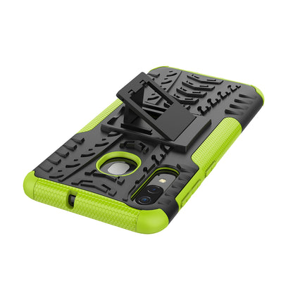 For Samsung Galaxy A50/A30/A20 Cool Tyre PC + TPU Hybrid Case with Kickstand