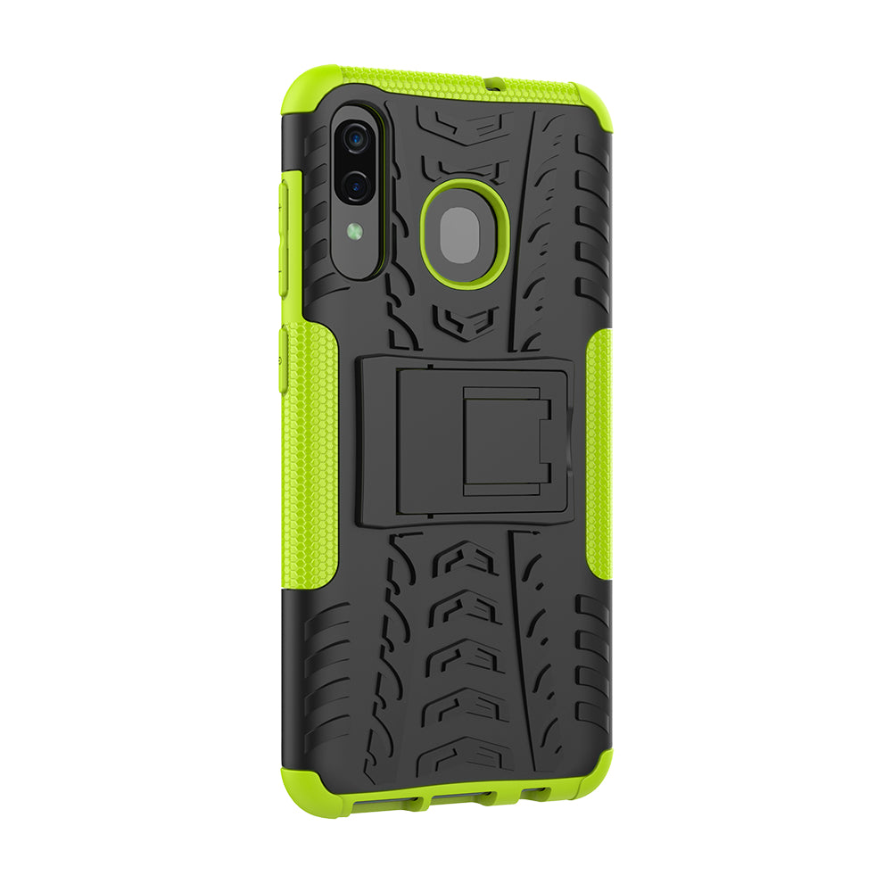 For Samsung Galaxy A50/A30/A20 Cool Tyre PC + TPU Hybrid Case with Kickstand
