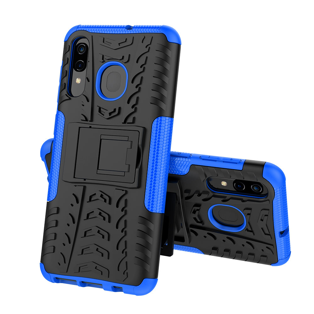 For Samsung Galaxy A50/A30/A20 Cool Tyre PC + TPU Hybrid Case with Kickstand