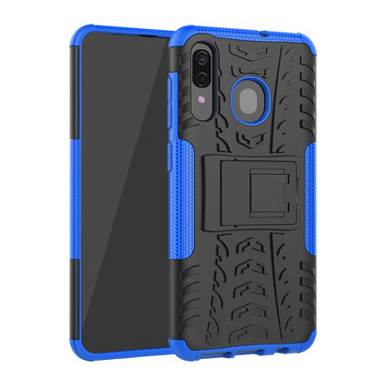 For Samsung Galaxy A50/A30/A20 Cool Tyre PC + TPU Hybrid Case with Kickstand