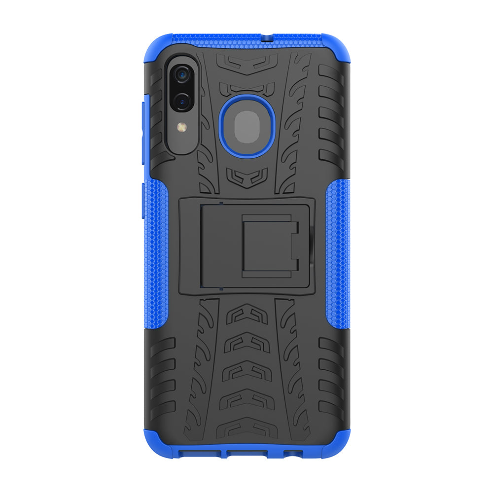 For Samsung Galaxy A50/A30/A20 Cool Tyre PC + TPU Hybrid Case with Kickstand