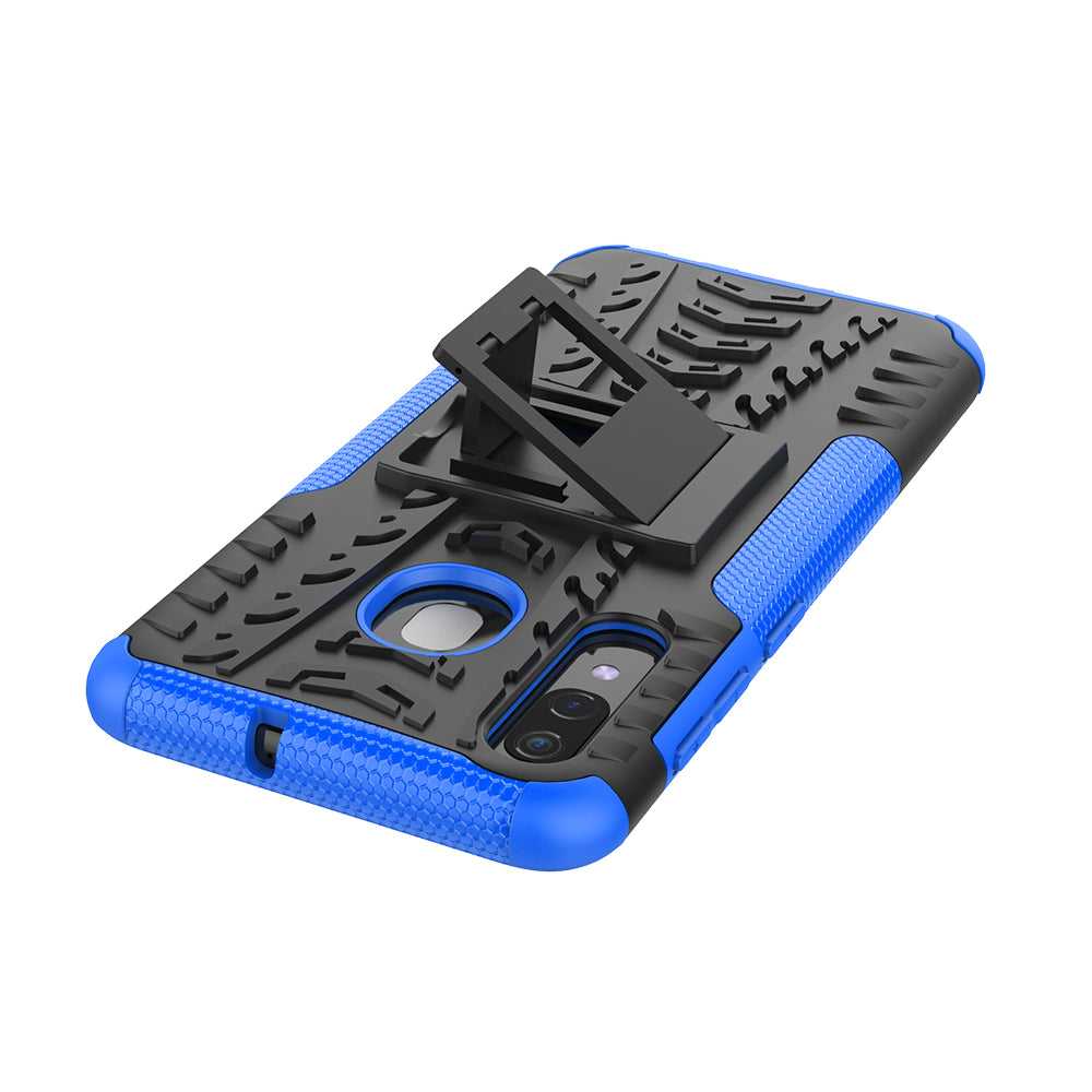 For Samsung Galaxy A50/A30/A20 Cool Tyre PC + TPU Hybrid Case with Kickstand