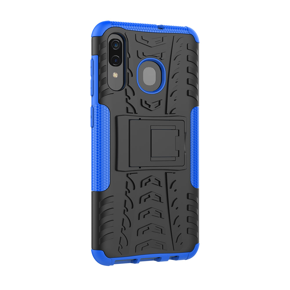 For Samsung Galaxy A50/A30/A20 Cool Tyre PC + TPU Hybrid Case with Kickstand