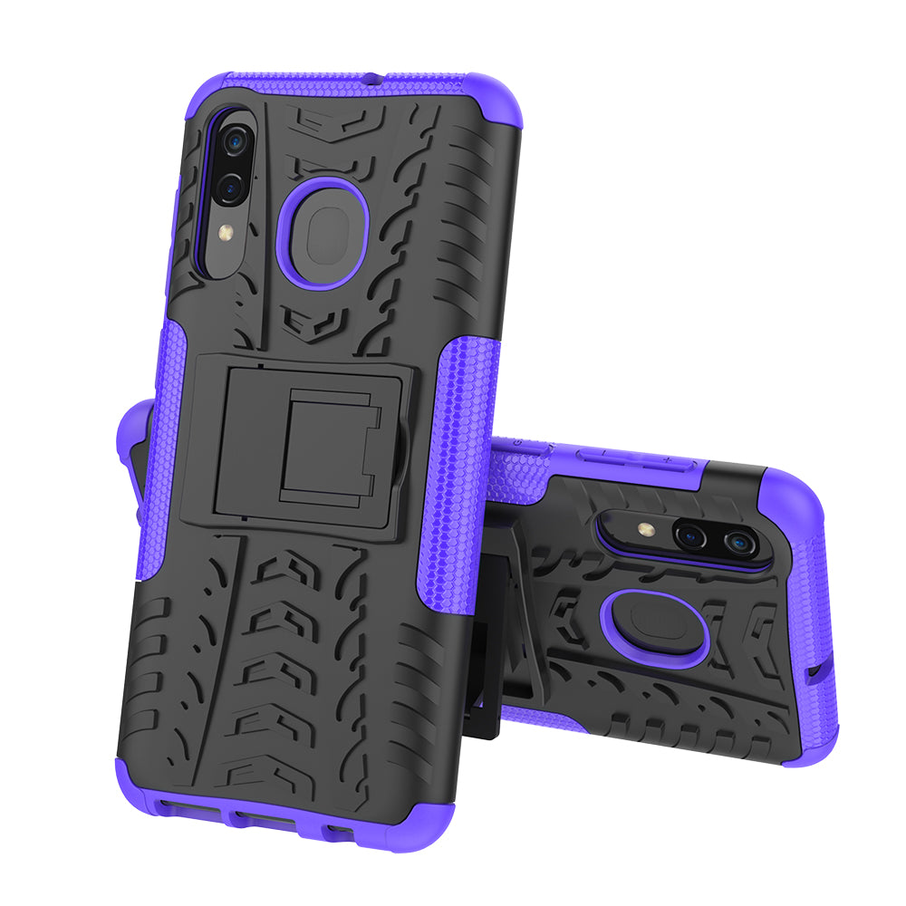 For Samsung Galaxy A50/A30/A20 Cool Tyre PC + TPU Hybrid Case with Kickstand