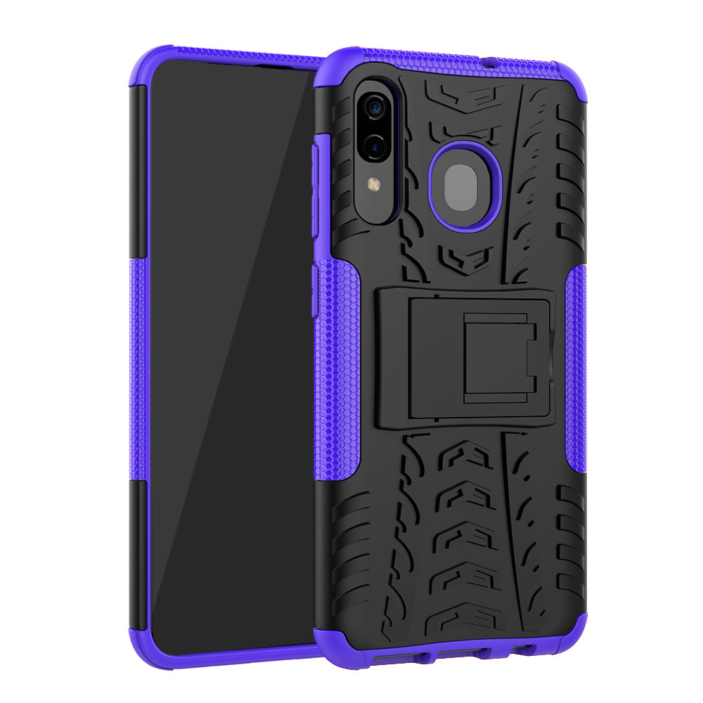 For Samsung Galaxy A50/A30/A20 Cool Tyre PC + TPU Hybrid Case with Kickstand
