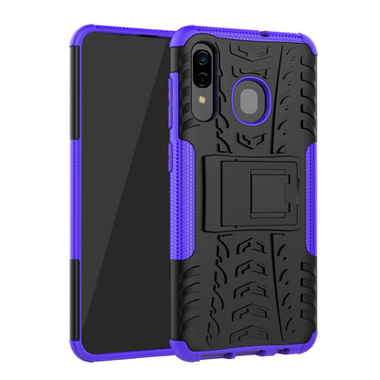 For Samsung Galaxy A50/A30/A20 Cool Tyre PC + TPU Hybrid Case with Kickstand