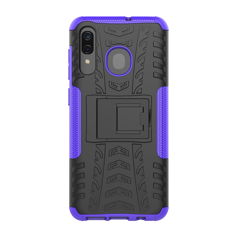 For Samsung Galaxy A50/A30/A20 Cool Tyre PC + TPU Hybrid Case with Kickstand