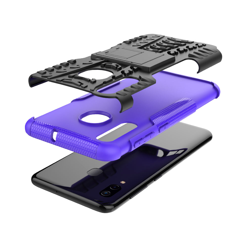 For Samsung Galaxy A50/A30/A20 Cool Tyre PC + TPU Hybrid Case with Kickstand